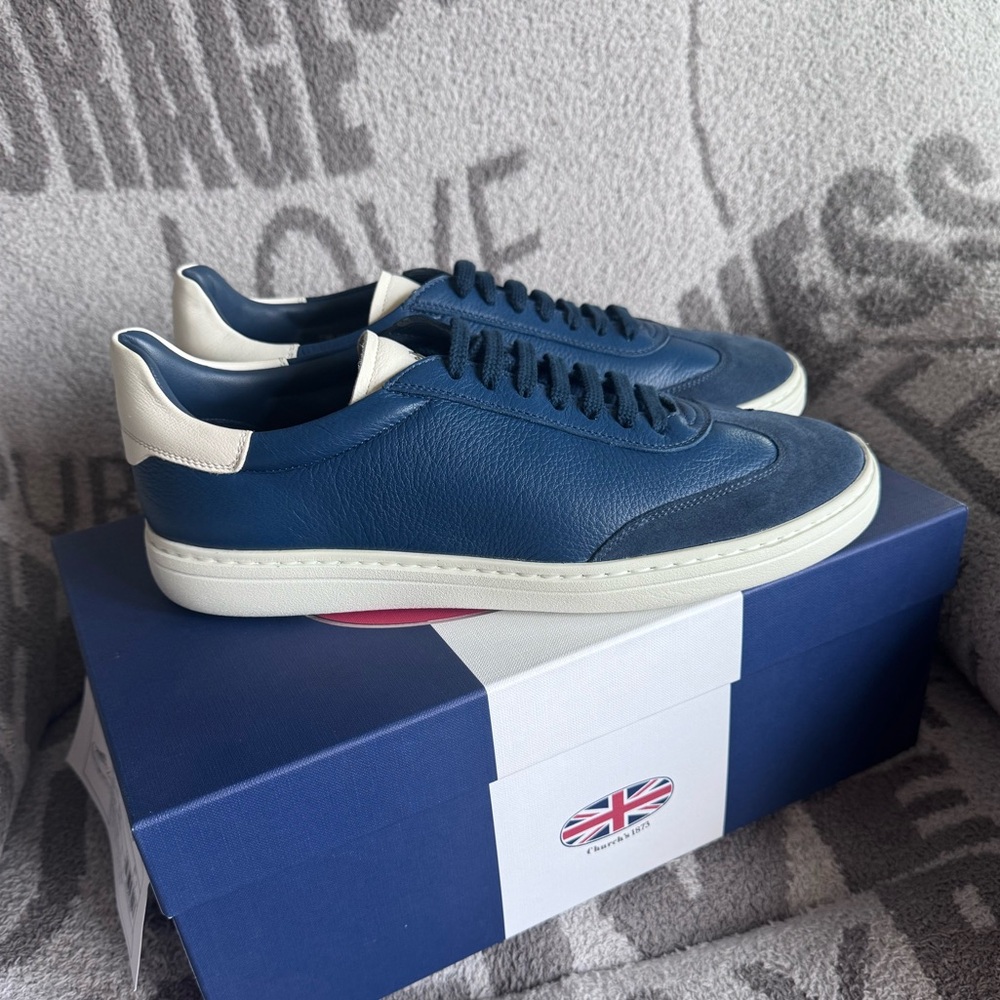 FINAL SALE Church’s  Boland 2 deerskin leather sneakers blue astral Size 9 NWB
